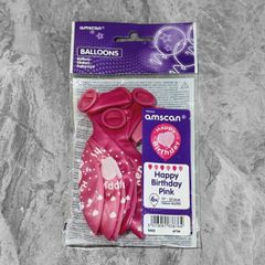 New Happy Birthday Pink Balloons (Pack of 6)