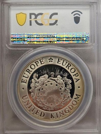 Great Britain 1992 Prooflike 25 Ecu Piedfort PCGS PR69DCAM  Three Graces Coin