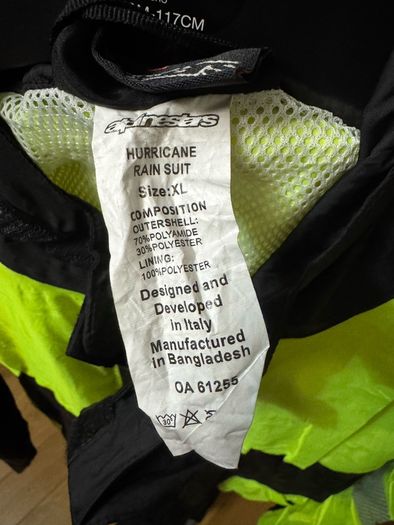 Alpinestars Hurricane Rain Suit XL and S
