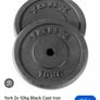10kg  x 4 York standard 1" diameter weight plates Image 2