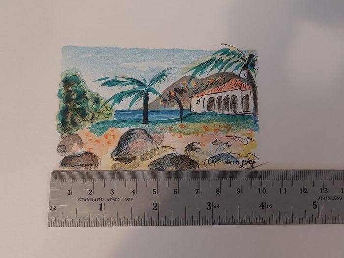 Fantastic Limited-Edition Hand-Signed Lithograph Print of a Caribbean Scene by the Renowned French Artist Alexandre Minguet (1937-1996), #737/1000