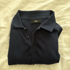 Mens Navy Long Sleeve Polo Shirt