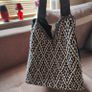 Fringe Tote Bag Purse Black and White, Large Image 10