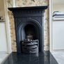 Ornate Cast Iron Fireplace and Black Granite Hearth and Nu Flame Gas Fire Image 2