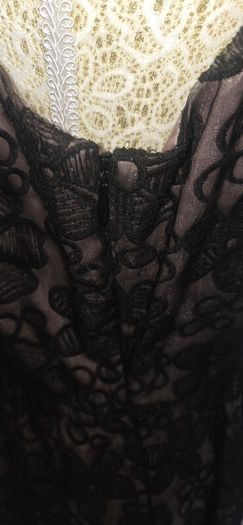 Spotlight by Warehouse Black Floral Mesh Skater Dress UK 14 Open Back