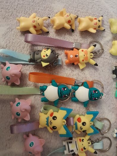 Pokemon figures, keychains, erasers