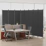 8-Panel 6 ft Tall Indoor Folding Room Divider, Portable Privacy Screen, Freestanding Partition Separator, Temporary Wall Separation for Bedroom, Office, 160" W X 71" H, Dark Grey Image 3