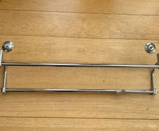 NEW   Double bathroom towel rail in chrome  Approx 2 ft long. See measurements in photos