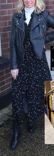Jacqueline de Yong Black Polka Dot Midi Dress with Slits