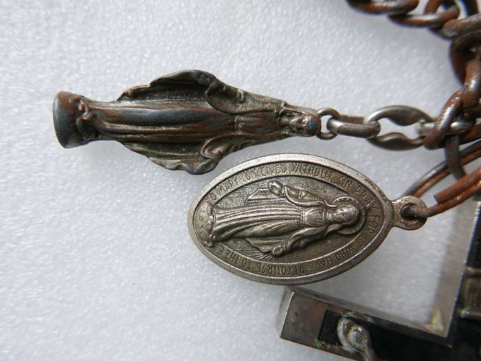 Antique Nun's Crucifix and Devotional Medals