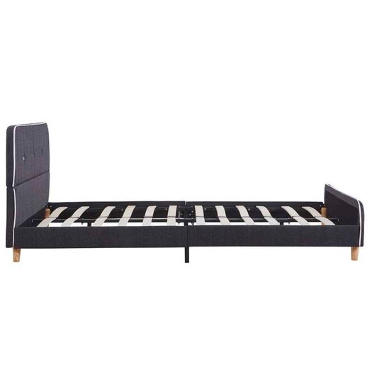 Bed Frame Dark Grey Fabric 135x190 cm