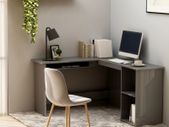 L-Shaped Corner Desk High Gloss Grey 120x140x75 cm Chipboard