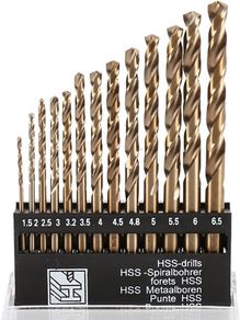 13Pack HSS Twist Drill Bit Set Metric M35 Cobalt Steel High Speed Steel Titanium Coated Drill Bit Tool Extremely Heat Resistant with Straight Shank 1.5mm-6.5mm for Drilling Tool Wood, Metal & Plastic (FREE POSTAGE)