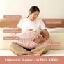 Nursing Pillow With Breastfeeding - Ergonomic Support & Original Security Fence to Baby' Safety - Making Breastfeeding Easy and Comfort for Mom & Baby - Removable Cotton Cover, Pink Image 2