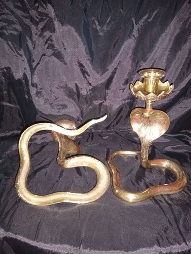 Antique Snake form Candlestick Holders