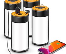 Camping Lights, Rechargeable LED Camping Lanterns with 400LM 5 Light Modes Water-Resistant, Portable Emergency Tent Lights for Camping Power Cuts Hiking, (Orange, 4-Pack)