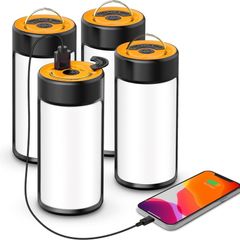 Camping Lights, Rechargeable LED Camping Lanterns with 400LM 5 Light Modes Water-Resistant, Portable Emergency Tent Lights for Camping Power Cuts Hiking, (Orange, 4-Pack)