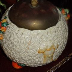 a 1930.barbola /clarice cliff harves bowl and cover