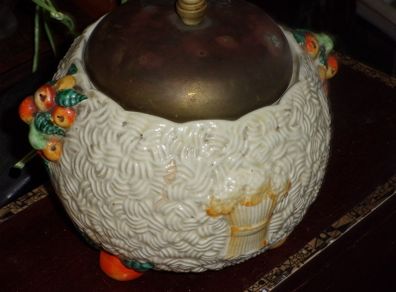 a 1930.barbola /clarice cliff harves bowl and cover