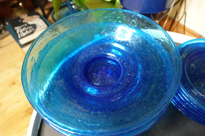 Cobalt Blue Ice Cream Set - Very unique - Hand Made
