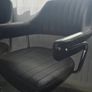 Adjustable black faux leather swivel bar stool with a metal base x3 Image 4