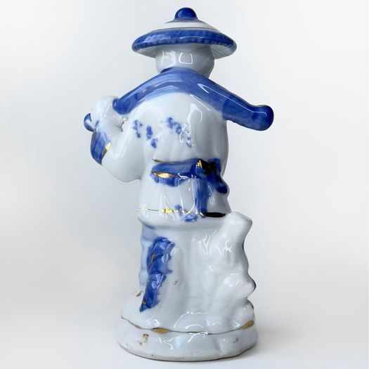 Small Asian Fisherman Figurine