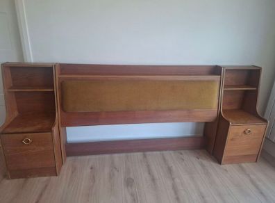 Midcentury headboard and matching lockers