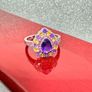 African Amethyst, Citrine & Rhodolite Garnet Ring Image 2