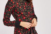 Rose Print Long Line Jacket