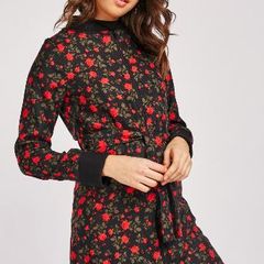 Rose Print Long Line Jacket