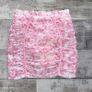 Oh Polly UK12 Pink Floral Ruched Mini Skirt Y2K Bodycon Mesh Image 2