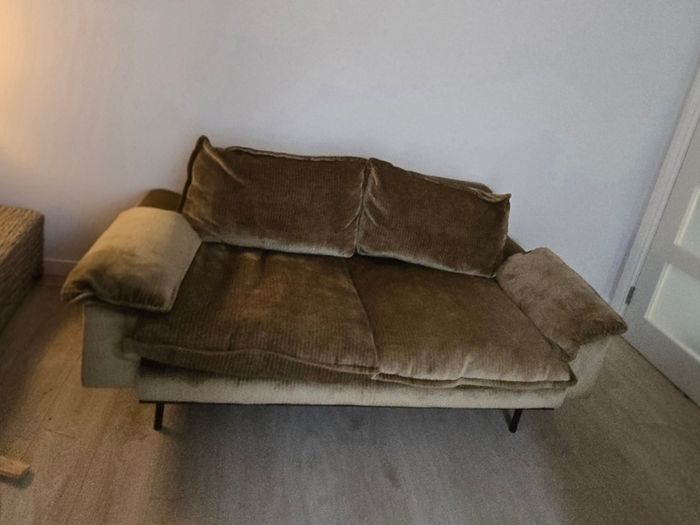 HKLIVING Retro Sofa 2-Seats Velvet Corduroy Aged Gold