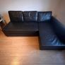 Black Vegan Leather Couch / Fold-out Double Bed Image 3