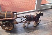 Ceramic heavy horse &amp; carriage with carlsberg advertisement .