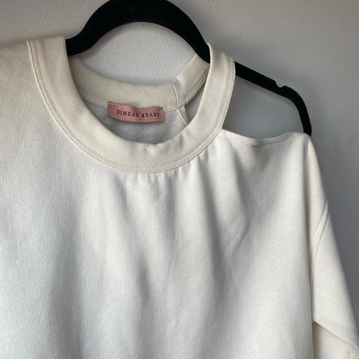Sinead Keary The Label Asymmetric Cutout Cream Sweatshirt