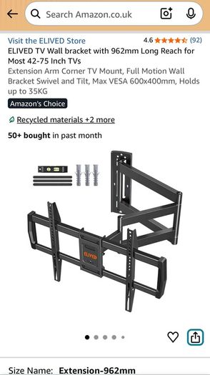 New ELIVED TV Wall bracket with 962mm Long Reach for Most 42-75 Inch TVs