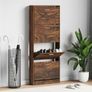 Shoe Cabinet Smoked Oak 59x17x150 cm Engineered Wood Image 2