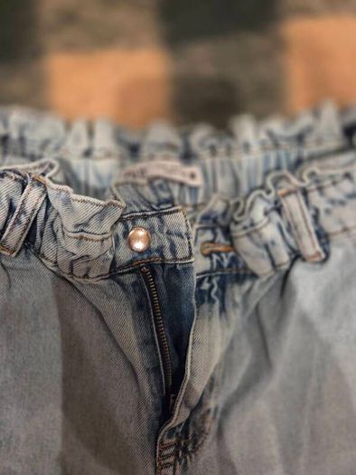 Zara light blue paperbag jeans