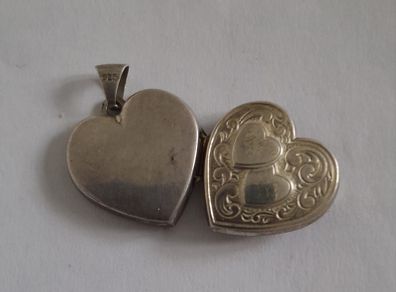 Two Hearts - Silver Locket - Charm 925