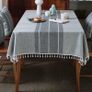 Middle Embroidery Table Cloth Washable Cotton Linen Tassel Tablecloth, Rectangle Wrinkle Free Anti-Fading Table Cover for Kitchen Dinning Thanksgiving Christmas (55 x 102 Inch, Gray) Image 2