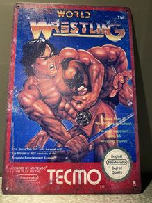 Nintendo world wrestling Tin Metal sign