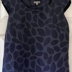 Ladies Navy Linen Mix Top , Made in Italy