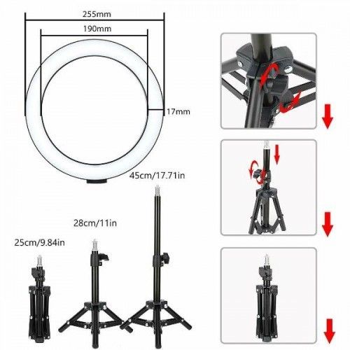 10" LED Ring Light Dimmable Lighting Kit
