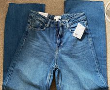 H&M ladies blue wide leg high waist jeans - Size UK 10 - NEW
