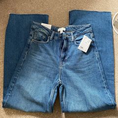 H&M ladies blue wide leg high waist jeans - Size UK 10 - NEW
