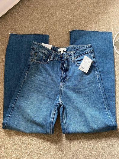 H&M ladies blue wide leg high waist jeans - Size UK 10 - NEW