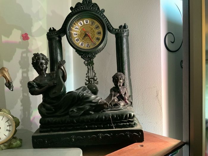 Clock, figures, Display Cabinet