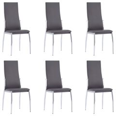 Dining Chairs 6 pcs Grey Faux Leather