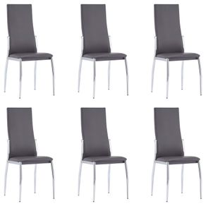 Dining Chairs 6 pcs Grey Faux Leather