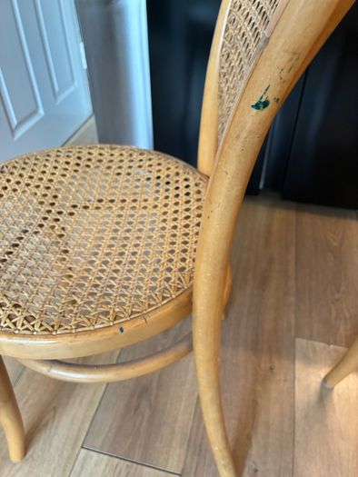 Set of 4 vintage Thonet bentwood cane bistro chairs